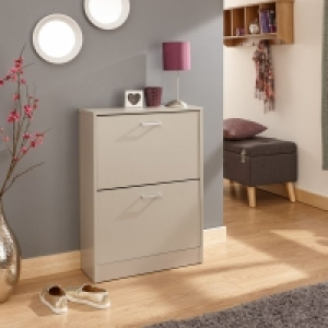 QDStores  Stirling Shoe Storage Grey 2 Doors 2 Shelves
