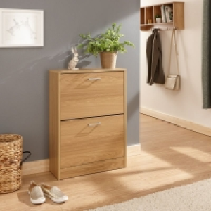 QDStores  Stirling Shoe Storage Natural 2 Doors 2 Shelves