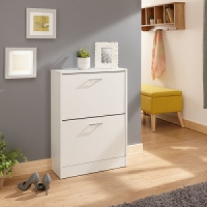 QDStores  Stirling Shoe Storage White 2 Doors 2 Shelves