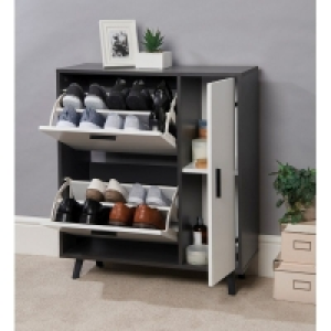 QDStores  Shoe Storage White 3 Doors 2 Shelves