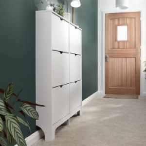 Narrow Tall Shoe Storage White 6 Doors 6 Shelves £100.00