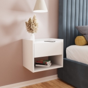 QDStores  2 Harmony Bedside Tables White 1 Shelf 1 Drawer