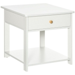 QDStores  Homcom Classic Bedside Table With Drawer And Shelf - White
