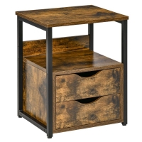 QDStores  Homcom Industrial Side Table With Drawer