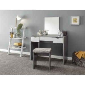QDStores  Elizabeth Tall Dressing Table Grey 3 Drawers