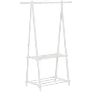 QDStores  Homcom Steel Freestanding Clothes Rail With 2 Shelves White