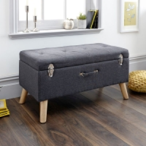 QDStores  Minstrel Ottoman Fabric Dark Grey 1 Door