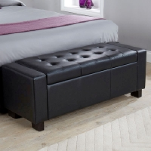 QDStores  Verona Large Ottoman Faux Leather Black 1 Door