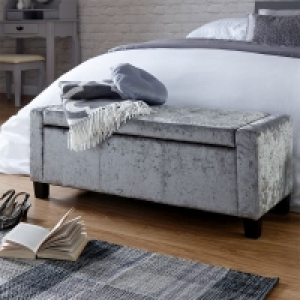 QDStores  Verona Large Ottoman Wood & Fabric Grey 1 Door