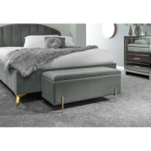 QDStores  Mystica Large Ottoman Wood & Fabric Grey 1 Door