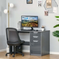 QDStores  Homcom High Gloss Computer Desk with Drawers
