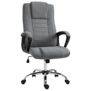 QDStores  Vinsetto Linen Upholstered Tilting Home Office Chair Grey