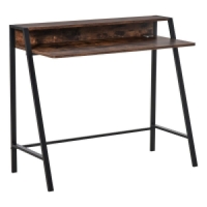 QDStores  Homcom Industrial-Style Writing Desk With Top Shelf - Brown