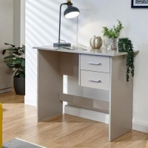 QDStores  Panama Desk Grey 2 Drawers