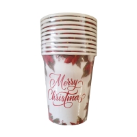 QDStores  Christmas Paper Cup 10 Pack - Wreath With Writing
