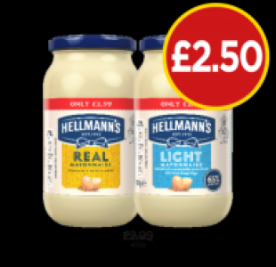 Hellmanns Mayonnaise Real, Light £2.50