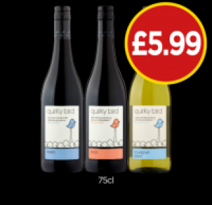 Quirky Bird Wine Merlot, Shiraz, Sauvignon Blanc
