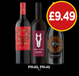 Diablo Dark Red, Dark Horse Cabernet Sauvignon, Appassimento