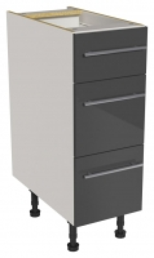 Orlando Dark Grey Gloss Slab Drawer Unit - 300mm