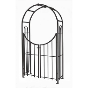 Panacea Arched Top Garden Steel Arch with Gate - Black
