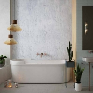 Panel Company Large Carrara Marble Gloss Shower Panel