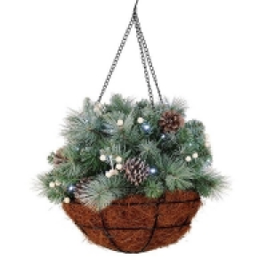 Homebase  Pre-lit Snowy Christmas Hanging Basket (Battery Operated)