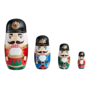 Wooden Nutcracker Nesting Dolls Set Christmas Decoration