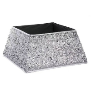 Silver Sequin Square Christmas Tree Skirt