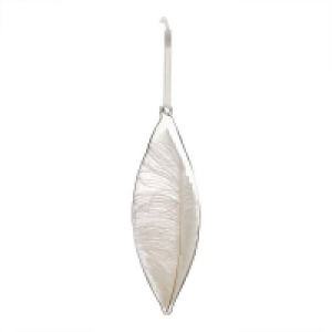 Large White Feather Inset Glass Christmas Bauble Decoration £1.50