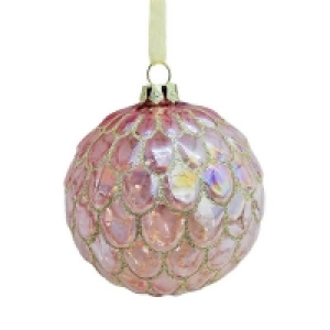 Pink Iridescent Scallop Christmas Bauble Decoration