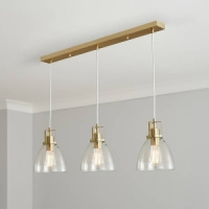 Homebase  Berkeley 3lt Diner Pendant Ceiling Light - Satin Brass