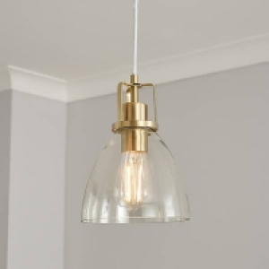 Homebase  Berkeley Single Pendant Ceiling Light - Satin Brass