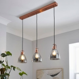 Decan 3 Light Diner Pendant - Smoke & Copper