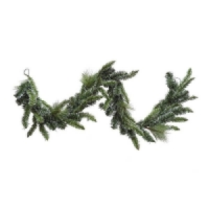 White Tipped PVC Pine Needle Christmas Garland - 180cm