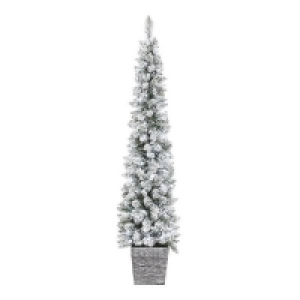 5ft 6in Slim Snowy Potted Pre-lit Artificial Christmas Tree