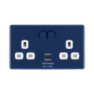 Arlec Rocker Galaxy Blue Double USB Socket 2 x 4A USB