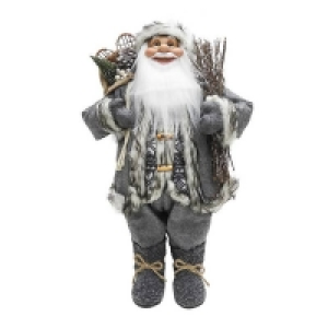 Grey Traditional Santa Christmas Decoration - 60cm