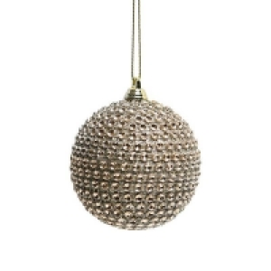 Gold Beaded Christmas Bauble Decoration