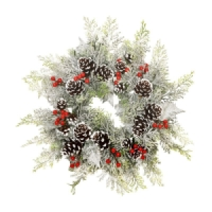 QDStores  Frosted Foliage Wreath Green 35cm