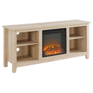 QDStores  Faux Fire TV Unit Beige 4 Shelves