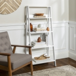 Ladder Tall Bookcase White 4 Shelves £30.99