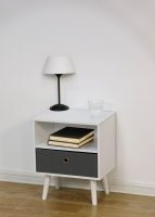 tofs  At Home At Home Bedside Table With Grey Drawer