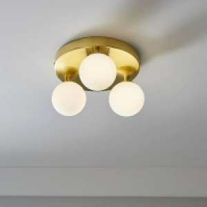 Orb 3 Light Flush Pendant - Brass & Opal
