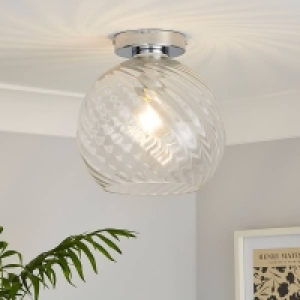 Homebase  Amy Glass Flush Ceiling Light