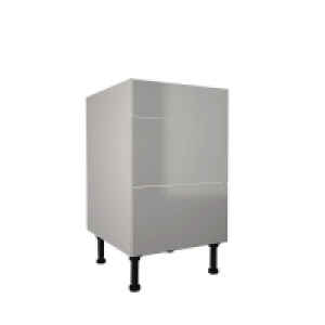 High Gloss Slab Grey 500mm 3 Drawer Premium Unit