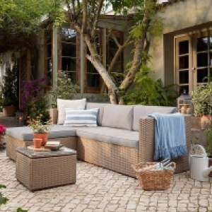 Homebase  Alexandria Rattan Effect Garden Corner Sofa Set