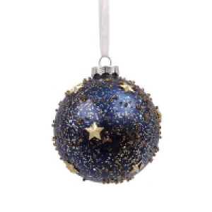 Navy & Gold Star Christmas Bauble Decoration