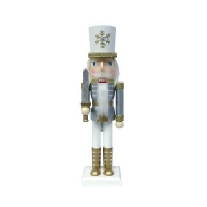 Silver Wooden Nutcracker Christmas Decoration - 36cm