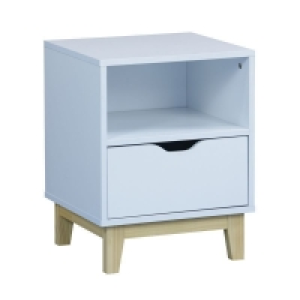 QDStores  Malmo Bedside Table White 1 Shelf 1 Drawer