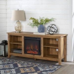 QDStores  Faux Fire Large Sideboard Brown 4 Shelves